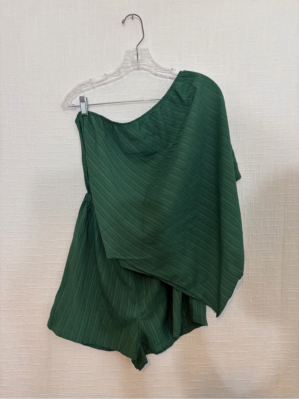 Bonita Boutique Green One Shoulder Sleeveless Romper Elastic Waist, Size S